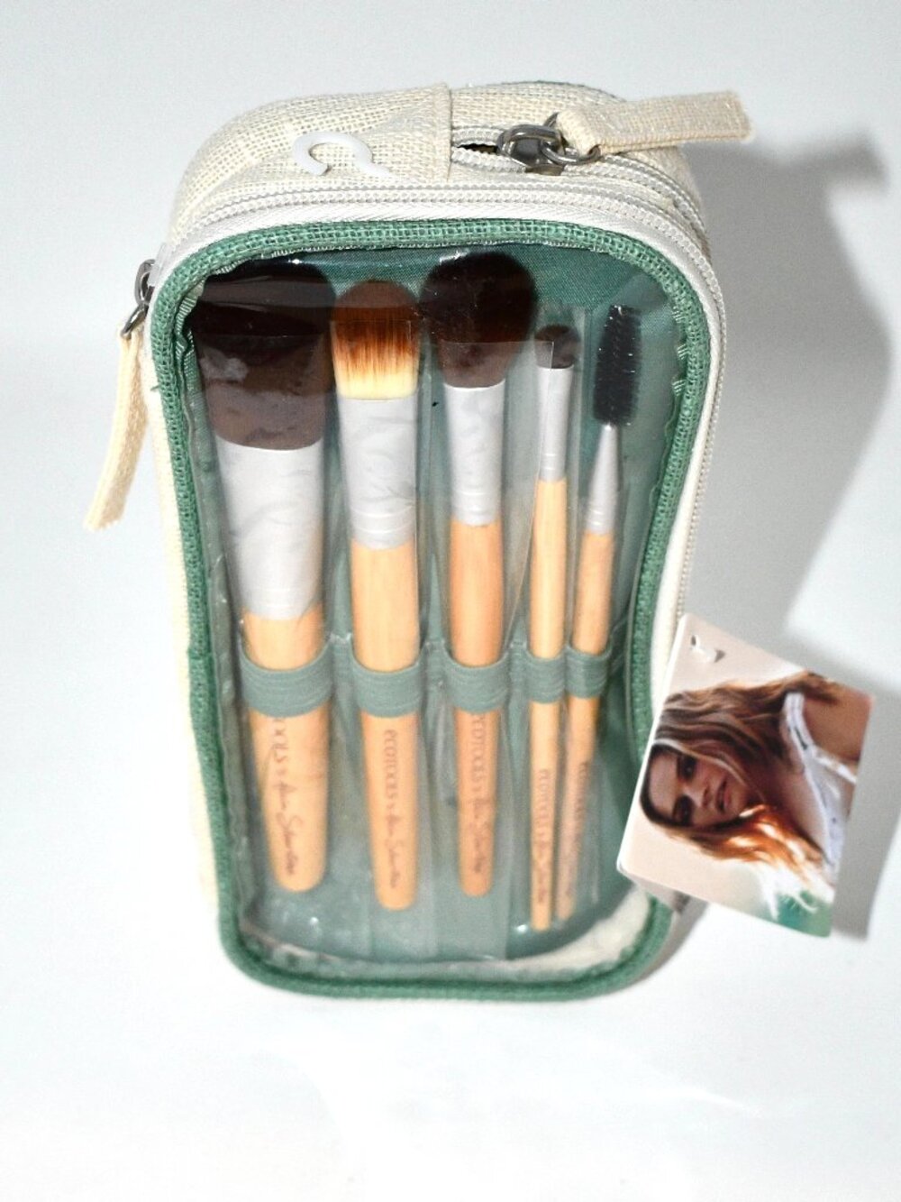 EcoTools Alicia Silverstone 5 Piece Makeup Brush Set Cosmetic Bag New
